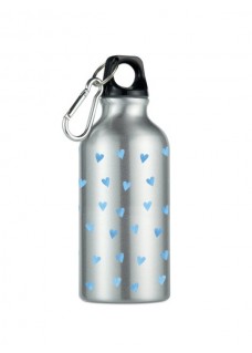 Sport-Trinkflasche Blaue Herzen Silber