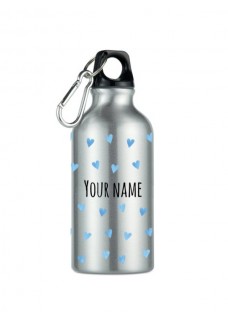 Sport-Trinkflasche Blaue Herzen Silber