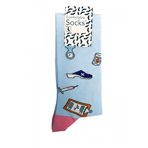Happy Damensocken Medizinischen Instrumenten Blau Rosa