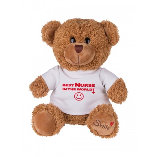 Teddybär Best Nurse In The World mit Namensaufdruck
