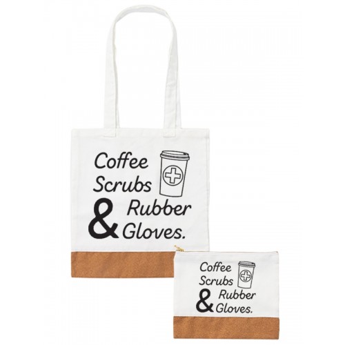 Einkaufstasche und Etui Set - Coffe Scrubs Rubber Gloves